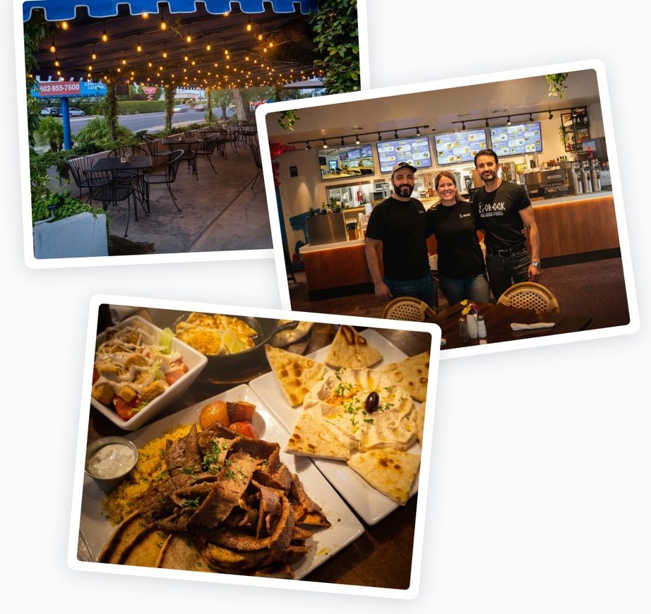 The Z's Greek patio, team, and a Greek feast
